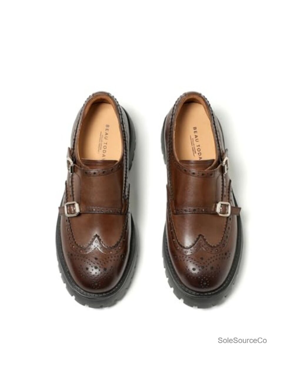 Women's Leather Platform Loafers Chunky Monk Strap Slip On Casual Dress Shoes